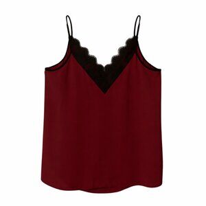 EXPRESS Burgundy Lace Trim V-neck Cami Tank Top Size Large - NWT